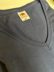 Fruit Of The Loom V-Neck Ladies T-Shirt Navy