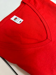 Fruit Of The Loom V-Neck Ladies T-Shirt Red