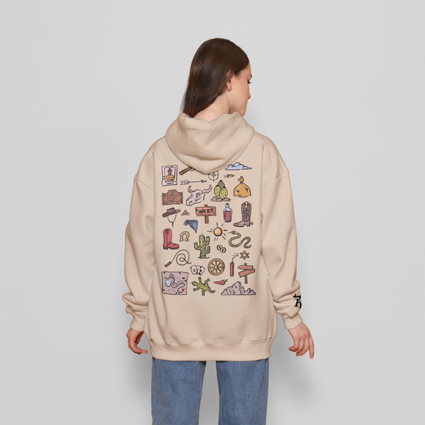 Honky Tonk Illustrations Hoodie - Beige