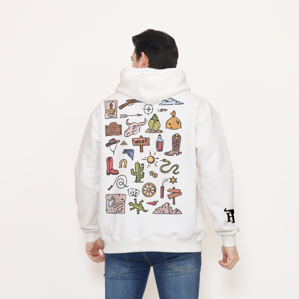 Honky Tonk Illustrations Hoodie - White