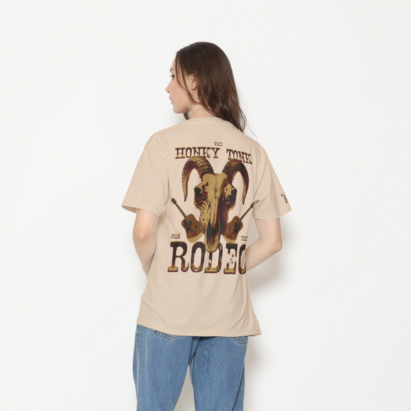 Honky Tonk Ram Skull T-Shirt - Beige