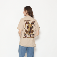 Honky Tonk Ram Skull T-Shirt - Beige