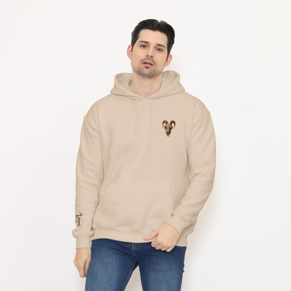 Honky Tonk Ram Skull Hoodie - Beige