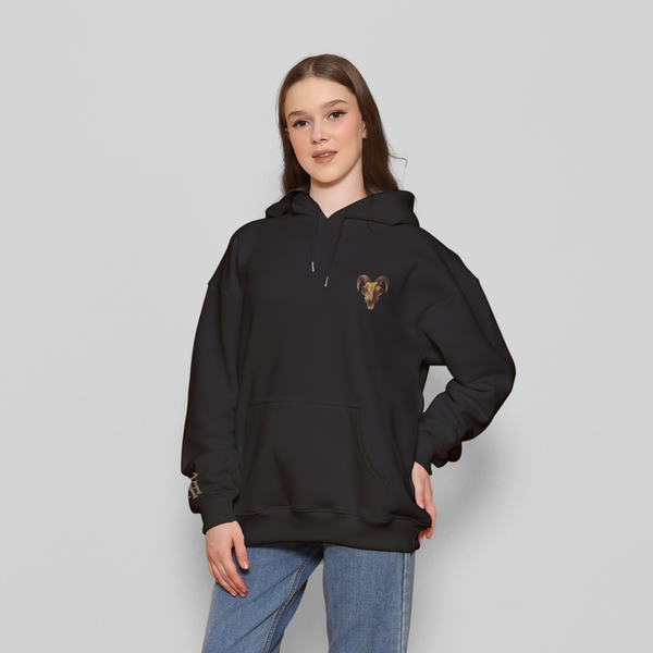 Honky Tonk Ram Skull Hoodie - Black
