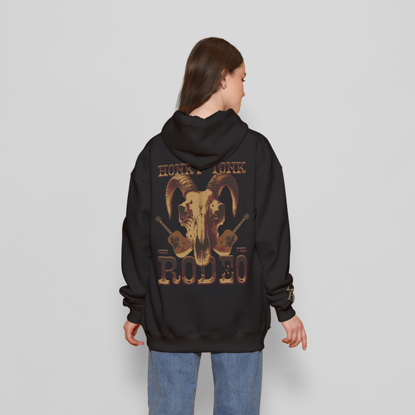 Honky Tonk Ram Skull Hoodie - Black