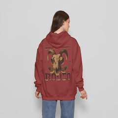 Honky Tonk Ram Skull Hoodie - Red