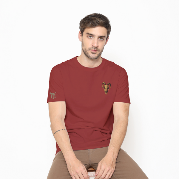 Honky Tonk Ram Skull T-Shirt - Red