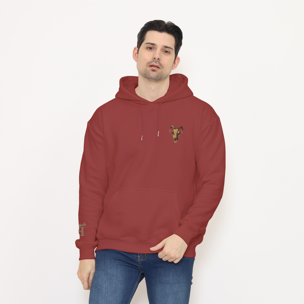 Honky Tonk Ram Skull Hoodie - Red