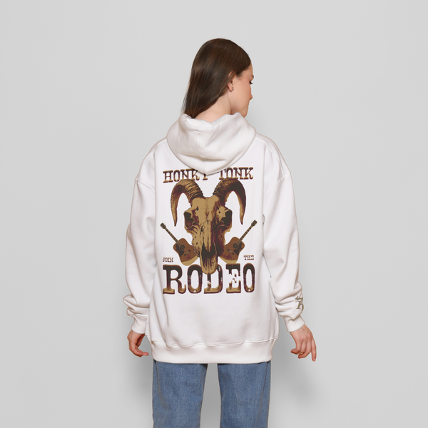 Honky Tonk Ram Skull Hoodie - White