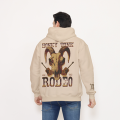 Honky Tonk Ram Skull Hoodie - Beige