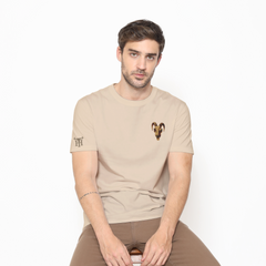 Honky Tonk Ram Skull T-Shirt - Beige