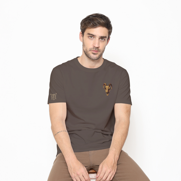 Honky Tonk Ram Skull T-Shirt - Brown