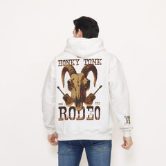 Honky Tonk Ram Skull Hoodie - White